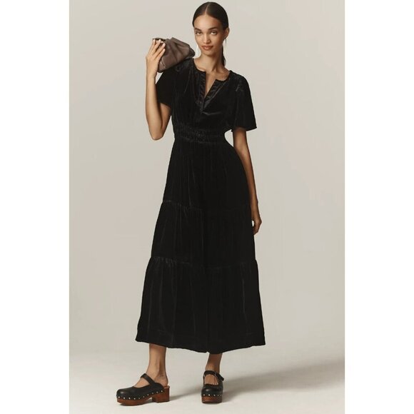 Anthropologie Dresses & Skirts - NWT by Anthropologie The Somerset Maxi in Black Velvet Edition Dress L